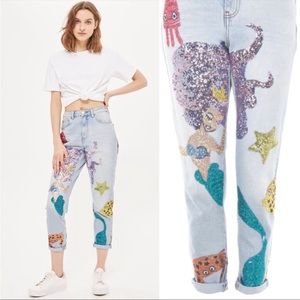 Topshop Sequin Mermaid Mom Jeans
